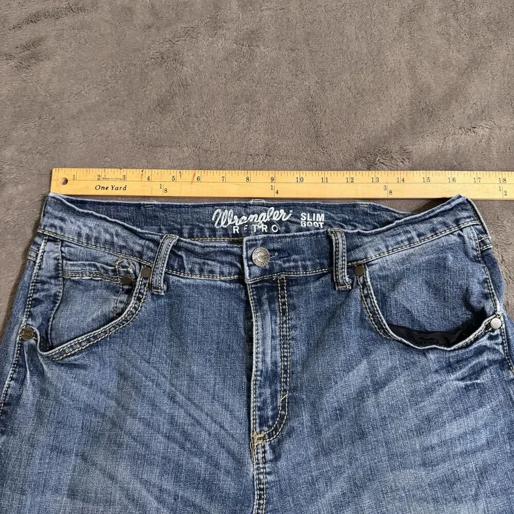 Wrangler Retro Slim Bootcut Jeans Men’s 34x32 Blue Denim pants Cowboy Western